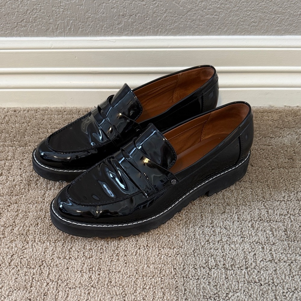 Franco Sarto Black Patent Leather Loafers